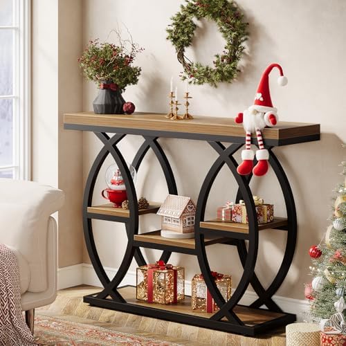 Tribesigns 39.4" Console Table, 4-Tier Sofa Table, Accent Tables, Brown