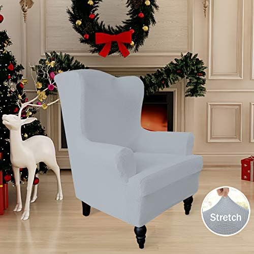 Easy-Going Stretch Wingback Chair Sofa Slipcover Silver Gray