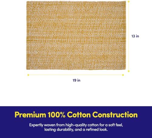 Sweet Home Collection 100% Cotton Placemats for Dining Room Rectangle Two Tone Woven Fabric 13" x 19" Soft Durable Table Mat Set, Set of 6, Gold