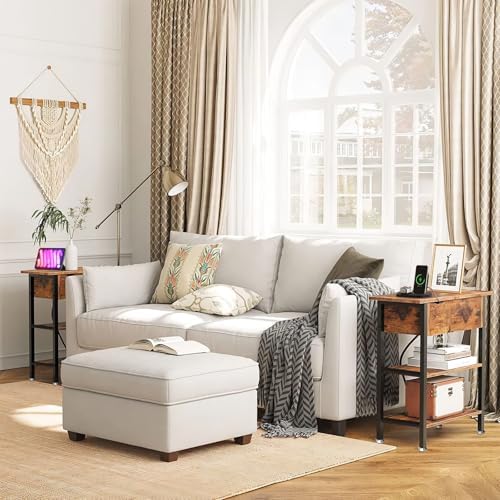 Flip Top End Table with Hidden Charging Station, 12" D x 21" W x 26" H