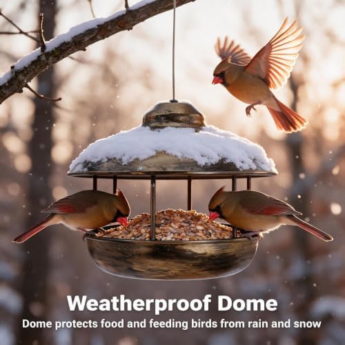 Durable Bird Feeder for Outdoors Hanging,All Metal Bird Feeder for Outside