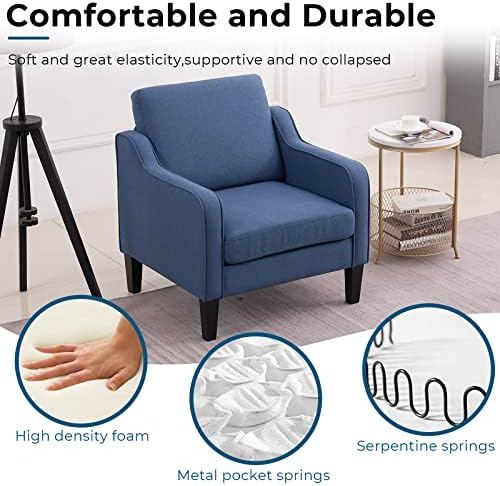 VINGLI Accent Chairs Set of 2, Linen Upholstered Armchair, Living Room