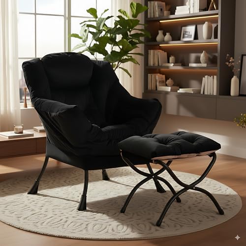 LITA Lazy Chair with Ottoman, Comfy Accent Reading Chair