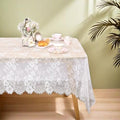 Lace Tablecloth Rectangular 2 Pieces 60 x 120 Inch White Wedding Overlay