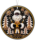 Black Santa Christmas Ornament for Christmas Tree Decorations 2026, Elegant Black Santa Holding a Golden Gift with Winter Forest Design, Heartwarming Holiday Keepsake Gift for Family and Friends