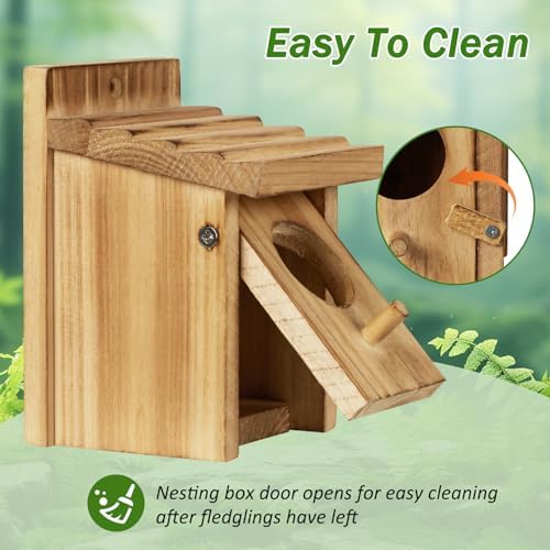 Small Wooden Birdhouse with Front Cleaning Door