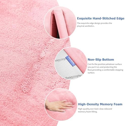 Baby Play Mat for Floor,1.3" Thick Memory Foam Tummy Time Mat for Toddlers,Infants,Kids,Water-Repellent Soft Nursery Rug,Extra Large Non Slip for Crawling&Yoga,Tatami Style for Living Room(Pink)