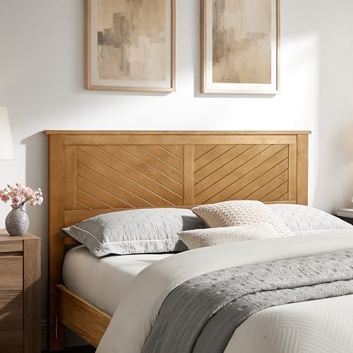 ComfIQ Serene Wood Panel Headboard with Chevron Scoring, Queen, Pine