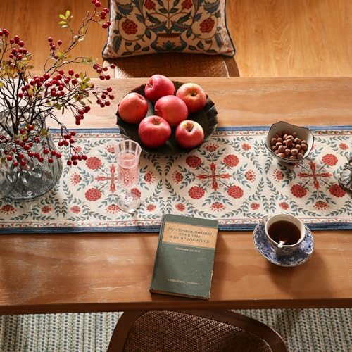 patdrea Designer French Elegant Floral Table Runner,12"X118"