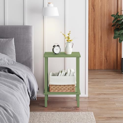 TUTOTAK End Table, Side Table, Nightstand, 2-Tier Storage Shelf