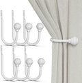 Hion Curtain Holdbacks White 6pcs, Curtain Tiebacks Wall Mounted Hooks
