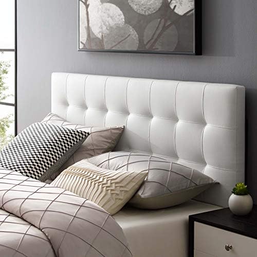 Modway Lily Tufted Faux Leather Upholstered Queen Headboard in White