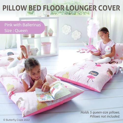 Butterfly Craze Floor Pillow Cover Plush Folding Lounger Bed Cushion Case