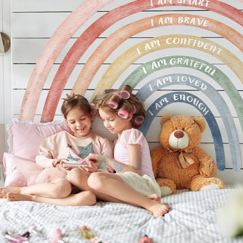 Tinideya Large Watercolor Rainbow Wall Stickers Decal, 77" x 47'', Cute