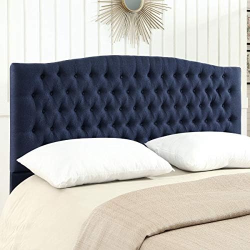 24KF Upholstered Tufted Button Linen Fabric Headboard,Comfortable Fashional Headboard King/CA King Size,Navy Blue