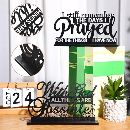 Jetec 3 Pcs Remember Prayed Sign Wood Blessed Table Decor, Black, Faith