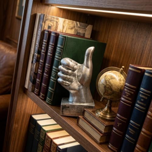 Nice purchase Hand Finger Gesture Desk Statues Fingers Sculpture Creative Home Living Room Cabinet Shelf Decoration (Thumbs-up in Silver)