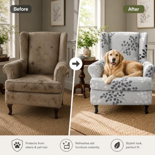 NILUOH Wingback Chair Covers 2-Piece, Armchair Slipcovers for Living Room