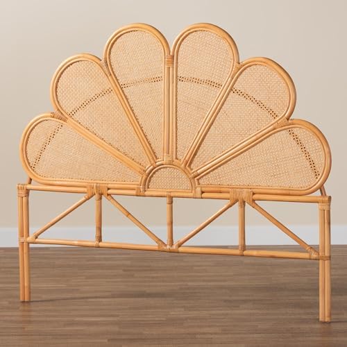 Bali & pari Flower Modern Bohemian Honey Rattan King Size Standalone Headboard