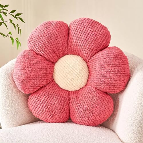 Kcvvcr Flower Throw Pillow, Soft Peach Pink 19.6" Shaped Floor Pillow for Home Decor, Cute Aesthetic Plush Decorative Pillows for Bed, Sofa, Couch