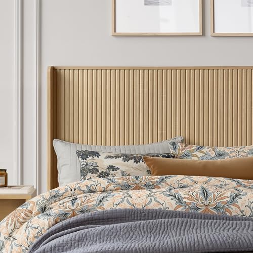 FORTUNETEC 78.7" King Size Wooden Headboard, Fluted Panel Headboard, Oak