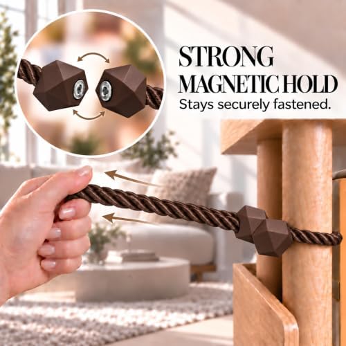 NazTur Magnetic Curtain Tiebacks, Curtain Ties, No-Drill Holdbacks (4 Pack)