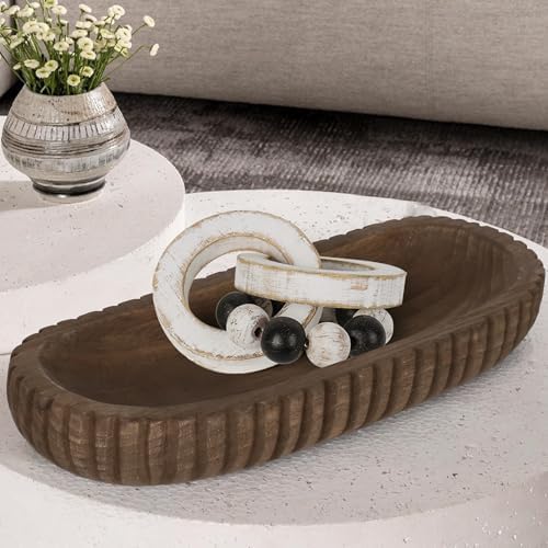 Oakrain Wooden Decorative Bowl for Home Decor, 16" Rustic Dough Bowl
