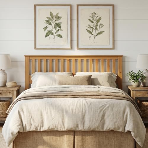 ComfIQ Serene Wood Panel Headboard with Mission Slats, King, Pine