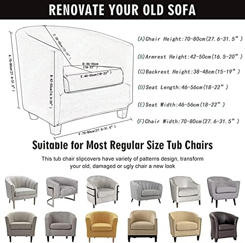 NILUOH Club Chair Covers 2-Piece Stretch Tub Chair Cover Printed Round Barrel Chair Slipcovers Non Slip Armchair Covers Couch Covers with Elastic Bottom for Bar Counter Living Room,Color 23