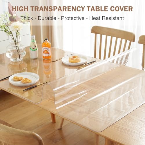 LovePads Clear Table Cover Protector 46 x 66 Inch, 2mm Thick Plastic Mat
