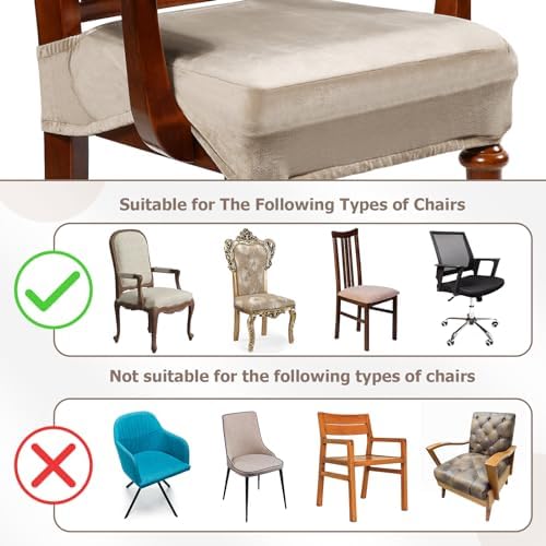 Havawish Extra Wide Dining Chair Seat Covers, Taupe, Velvet, 1 Pcs
