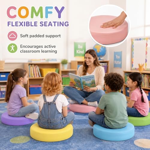 12 Pcs Floor Cushions kids, Macaron Color, 13.8 x 13.8 x 2 Inch
