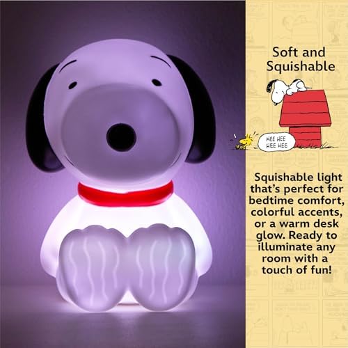 Peanuts Snoopy Squishy Light Light 6" Soft LED Mood Lamp for Decor, Kids Bedrooms, Collectors & Gift Giving