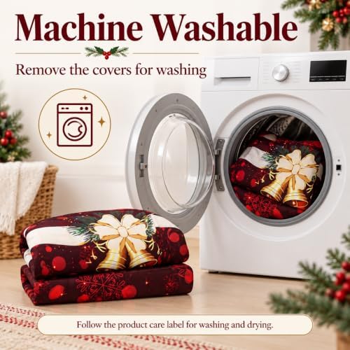 NILUOH Christmas Bells Club Chair Slipcover Stretch Tub Chair Cover Barrel Chair Covers Armchair Covers Sofa Cover Furniture Protector for Living Room