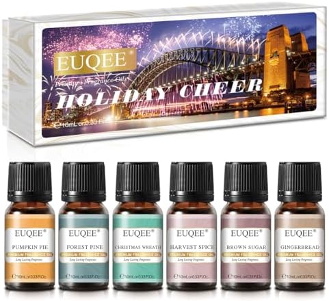 EUQEE Holiday Cheer Premium Fragrance Oils Set for Diffuser (6x10ml)