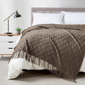 BOURINA Brown Throw Blanket 50 x70 Inch Jacquard Throw Knitted Blanket