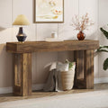 Tribesigns 63-Inch Long Console Table, Wooden Rectangular Sofa Table Behind The Couch, Farmhouse Entryway Table for Entrance, Hallway, Living Room (Dark Walnut (63"))