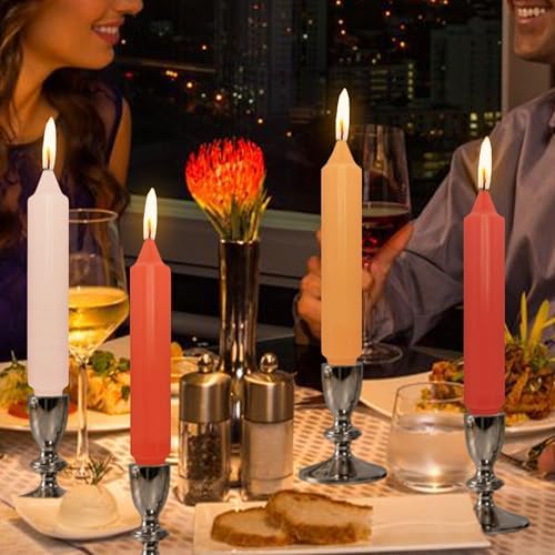 NJAO HOO Fall Short Taper Candle Orange 7 Inch Candlesticks Unscented Dripless Gradient Colored Tapered Candle Set for Home Dinner Party Halloween Decor, 4 Pack