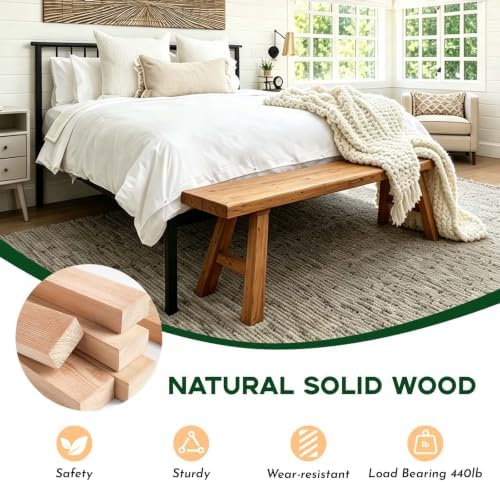 Narrow Entryway Bench Farmhouse Wood End of Bed Bench 20" 32" 39" 47" 55" 63" 71" 79" Sturdy Stable Skinny Long Benchs for Bedroom Hallway Dining Room Porch Easy to Assemble Natural Finish(47")