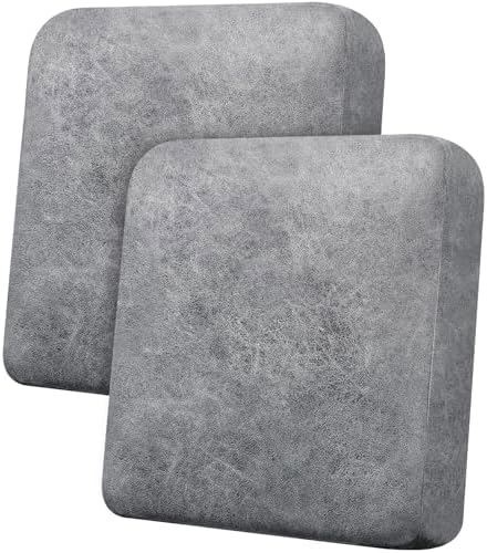 Loveseat Cushion Covers Leather-Look 2PC Stretch Love Seat Slipcover Sets for Living Room Individual Couch Seat Protector, Pet-Friendly, Non-Slip, Easy Fit - Light Grey