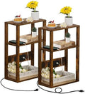 YUFAM 3-Tier Narrow Bedside Table Set 2 for Small Spaces, Skinny Nightstand