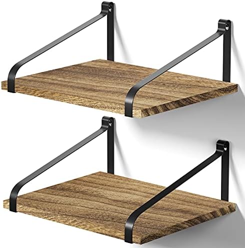 Love-KANKEI Deep Wide Floating Wall Shelves,Wood,16.5"x12",Carbonized Black