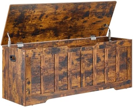 VANKILEY 47.2" Storage Chest Extra Large, Wooden Storage Bench,Rustic Brown