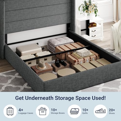 Allewie Full Size Lift Up Hydraulic Storage Bed Frame Dark Grey
