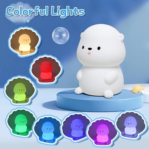 OkiyiD Otter Night Light, Cute Sea Otter Lamp Gifts,Animal Silicone Night Lamp, Cute Room Decor Night Light Birthday Gifts