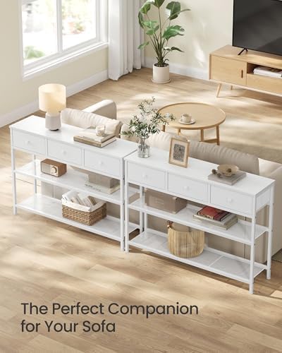 SONGMICS Console Table with 3 Fabric Drawers, Narrow Entryway Furniture
