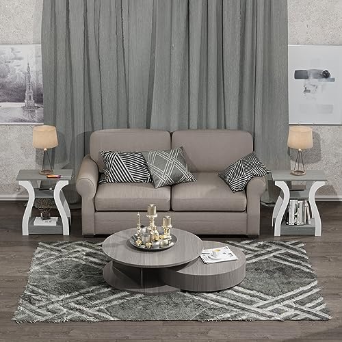 FROMJBEST End Tables Living Room Set of 2 with Charging Station, Grey