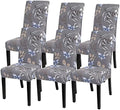 SearchI Dining Room Chair Covers Set of 6, Stretch Printed Kitchen Chair Slipcovers Removable Washable Parsons Chair Covers Protector for Dining Room, Hotel, Ceremony (Flower Pattern4)