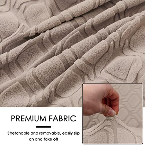 MIFXIN 2 Piece Stretch Jacquard Tub Chair Cover with Cushion Cover Soft Removable Club Chair Slipcovers Armchair Sofa Couch Furniture Protector for Living Room Counter Bar Cafe (Sand)