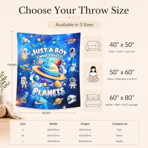 Blankets Gifts for Boys, Kids Planet Blanket for Sons Grandsons